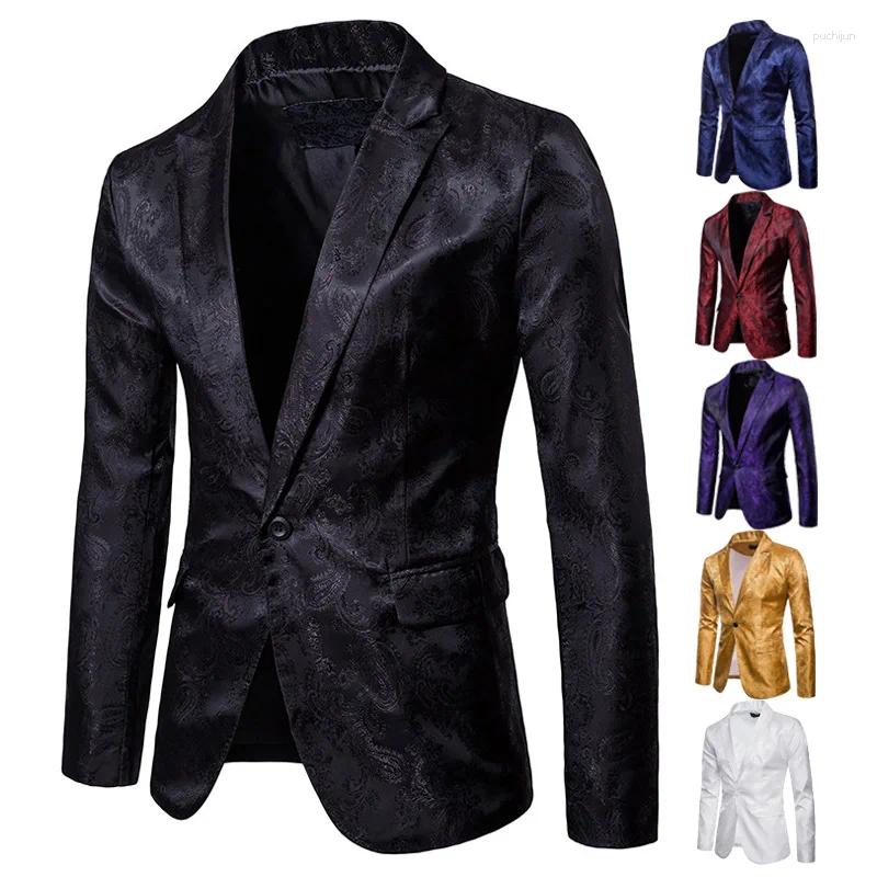 Men's Suits Suit Gentlemen Dark Pattern Designer Fashionable One-button Blazer Jacket Slim-fit Red Shirt Men