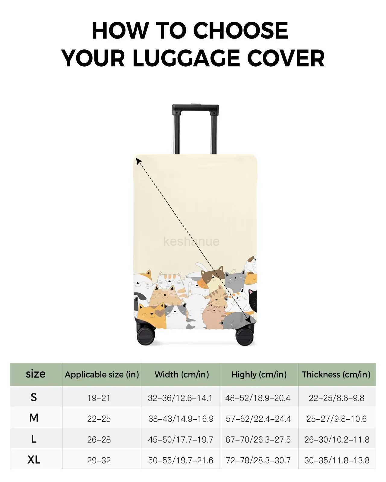 Animal Cartoon Cat Luggage Cover Stretch Suitcase Protector Baggage Dust Case Cover for 18-32 Inch Travel Suitcase CaseXJ240723