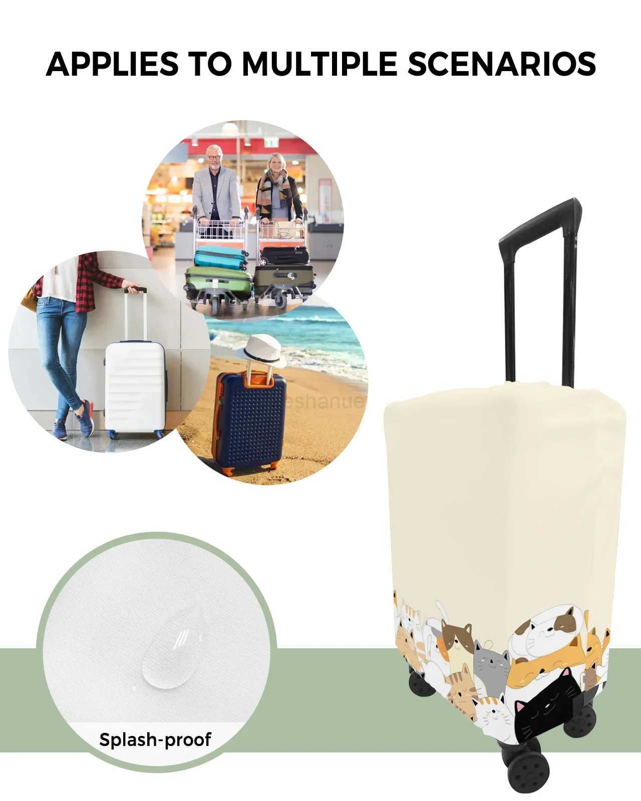 Animal Cartoon Cat Luggage Cover Stretch Suitcase Protector Baggage Dust Case Cover for 18-32 Inch Travel Suitcase CaseXJ240723