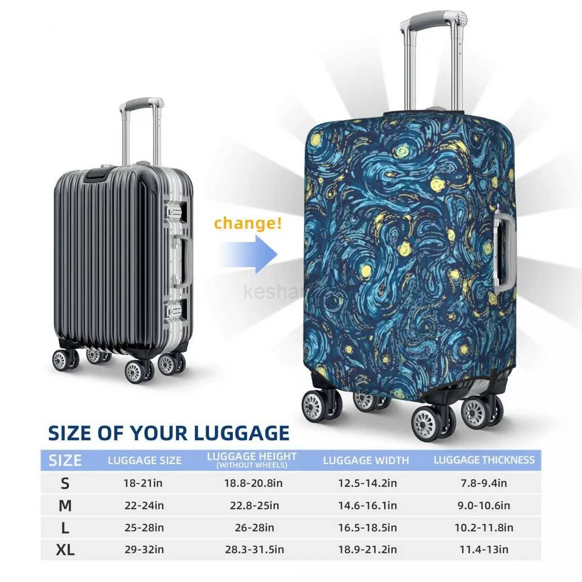 Van Gogh Suitcase Cover Starry Night Fun Cruise Trip Protection Luggage Accesories FlightXJ240723