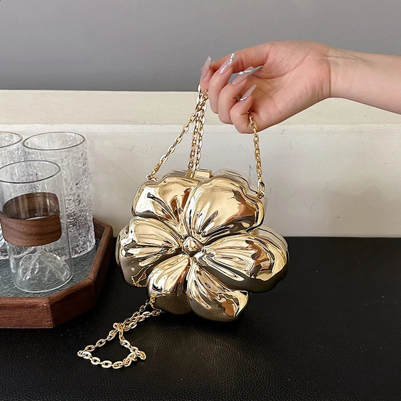 Flower Bag Womens Evening Bags Party Clutch PVC Coin Purse Female Crossbody Sling Wallet Mini Handbag with Removable Chain 240722