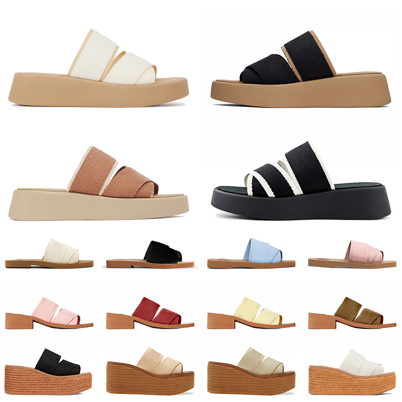 Chloeslides chloe Sandals famous designer women slippers Woody flat mules slides mila platform linen[code ：L]sandale espadrille wedge sliders