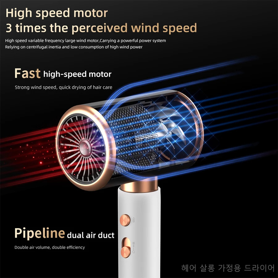 Ionic Hair Dryer High Speed Motor Blow Drier 2000W Hairdryer Negative Ion Hair Care Styler Professional Blow Dryer 240713