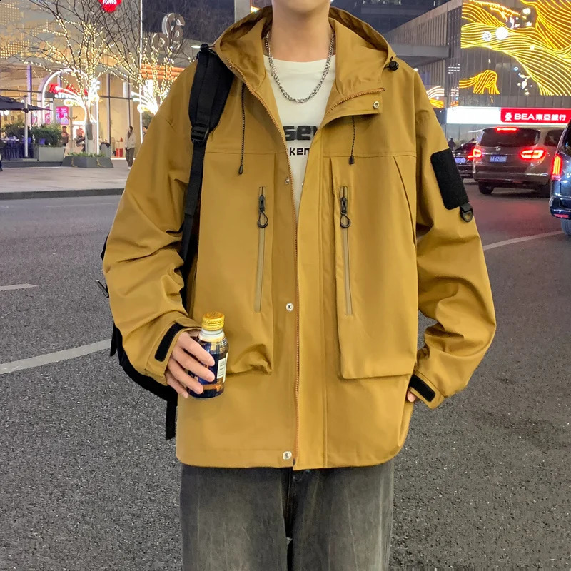 Fashion Hiking Camping Spring Autumn Jacket Men Korean Fashion Windproof Waterproof Hooded Windbreaker Casual Jackets 240719