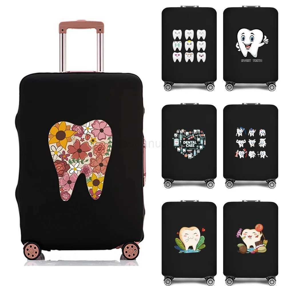 Portable Luggage Protective Cover Cute Teeth Print Travel Suitcase Cover Elastic Dust Cases for 18-28 Inch Travel AccessoriesXJ240723