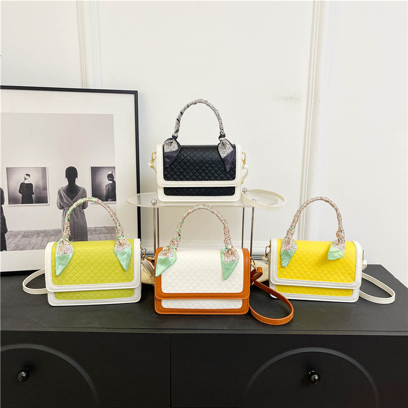 Fashion for women 2024 new plaid contrasting color handbag with versatile texture, single shoulder crossbody small square bag H723#30 ddmy 2b78