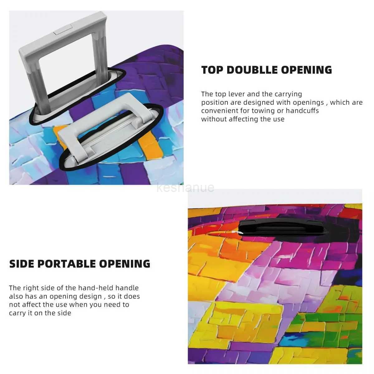 Brush Print Suitcase Cover Abstract Geometric Holiday Business Strectch Luggage Accesories ProtectionXJ240723