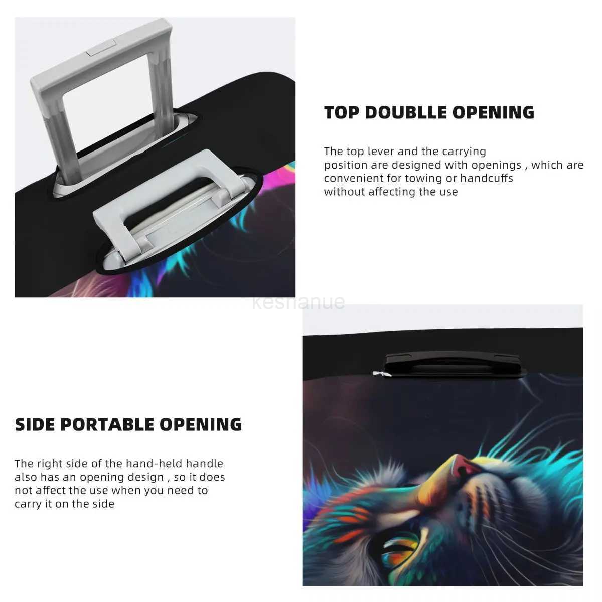 Cute Cat Head Suitcase Cover Holiday abstract animal Elastic Luggage Case Travel ProtectorXJ240723