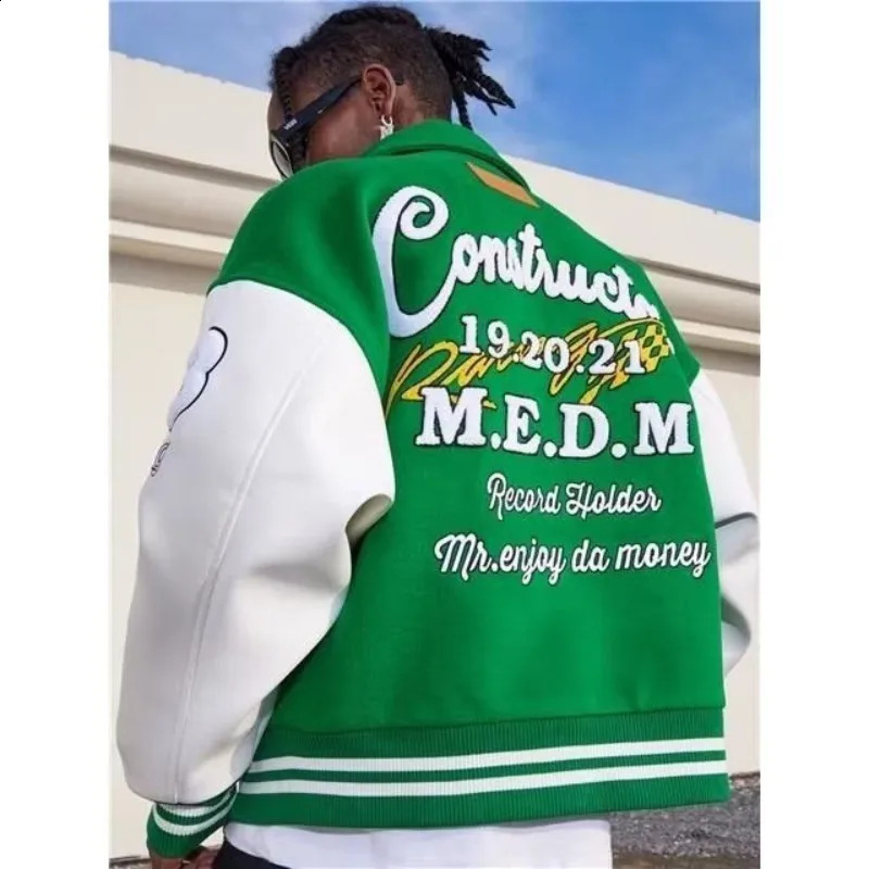 Y2K Street Fashion Casual Towel Embroidered American Baseball Uniform Loose Jacket Men And Women Hip Hop Joker Couple 240722