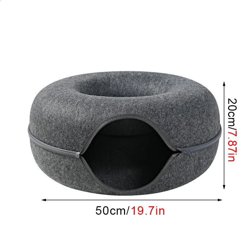 Donut Felt Cat Nest Fun Interactive Toy Tunnel Spliceable Kitten Sports Equipment Training House Semi-enclosed And Detachable