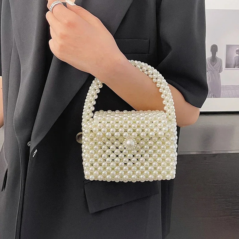 Womens Bag Handwoven Beaded Handbag High Quality Fashion Trendy Beach Vacation Phone Makeup Party Bag Bolso de mujer 240723