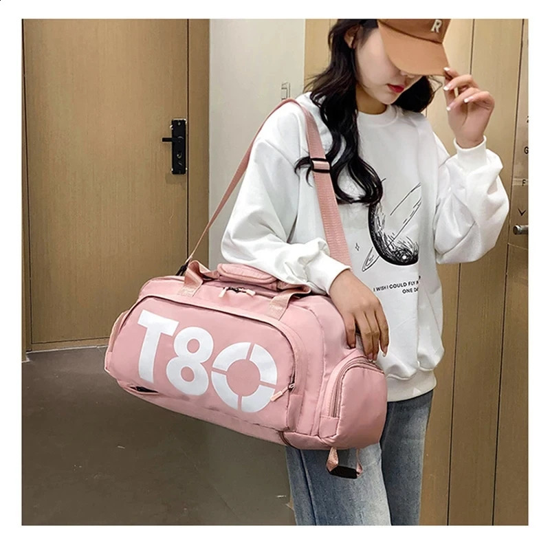 Womens handbag T80 gym sports backpack mens fitness travel shoes shoulder luggage cross body portable Boston bag 240723Zl