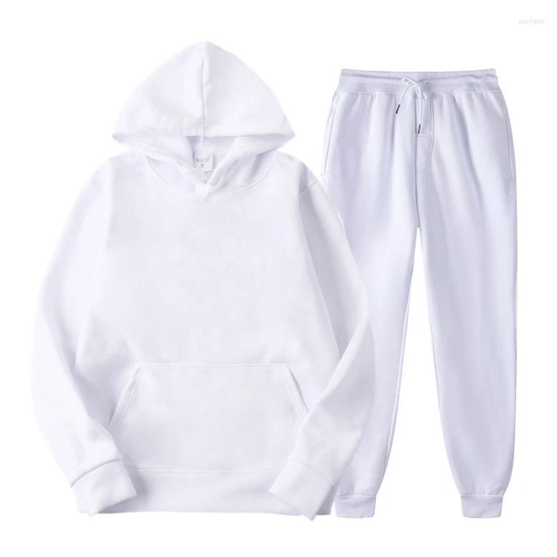 Men's Tracksuits Blank Fleece Sweatpants And Hoodie Set Unisex Jogging Suits Sweatsuit Men Joggers For Chandals Para Hombre