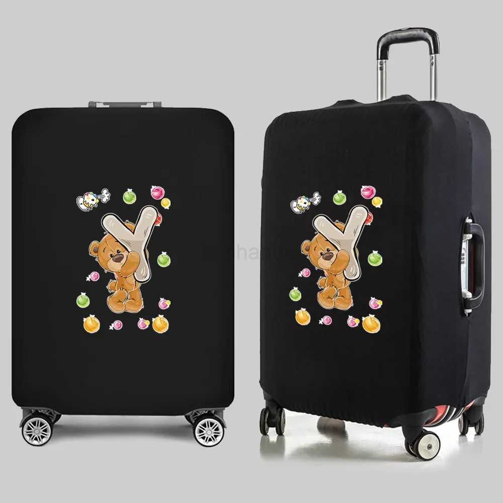 Travel Luggage Protective Cover 26 Letters Bear Print for 18-32 Inch Traveler Accessories Elastic Trolley Suitcase Protect CaseXJ240723