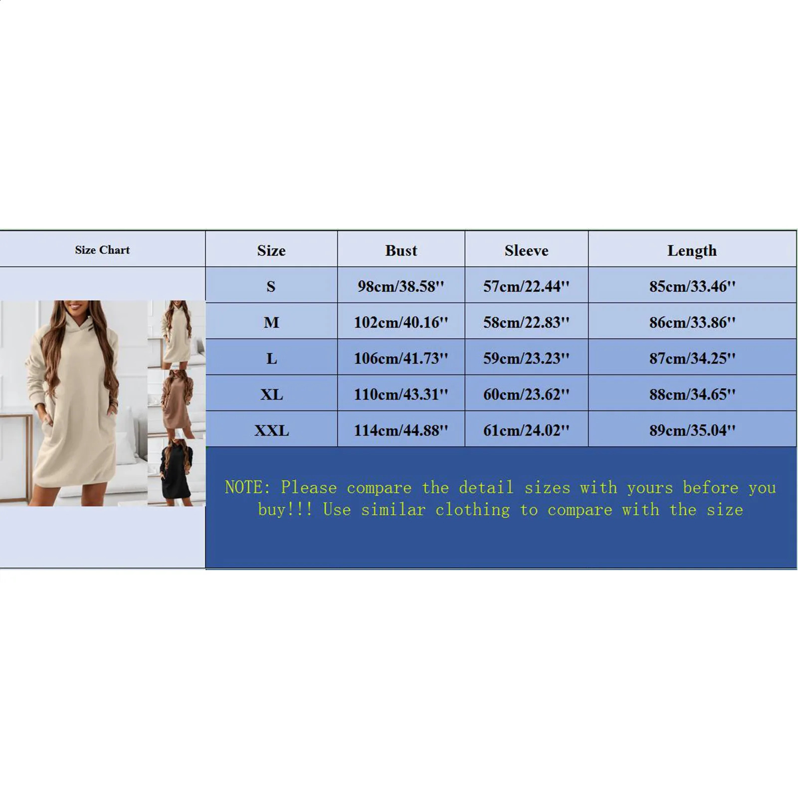 Women Long Sleeve Hooded Dress Solid Color Pocket Casual Long Sweatshirts Autumn Winter Loose Hoodies Sport Dress 240722