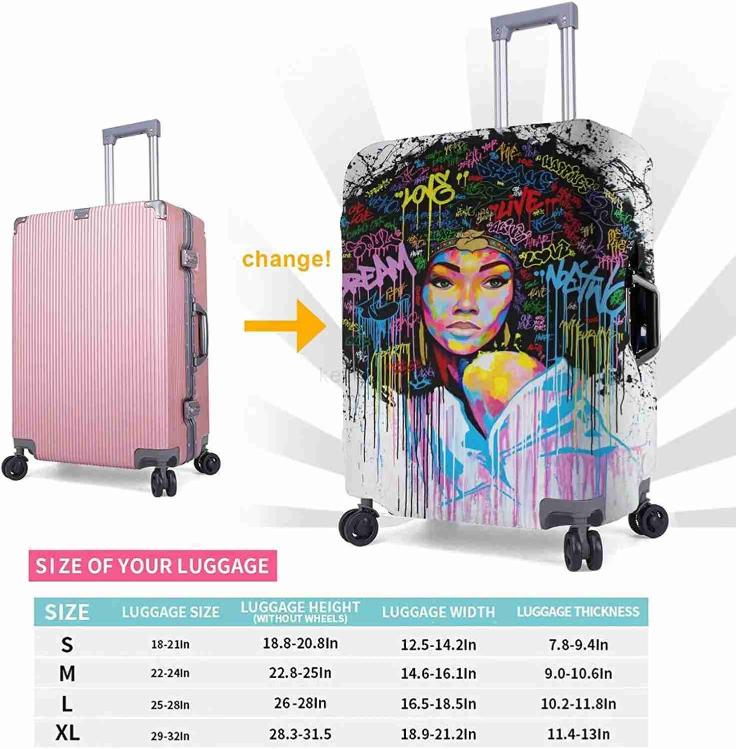 Travel Suitcase Protector African American Girl Elastic Protective Washable Luggage Cover With Concealed Zipper For 18-32 InchXJ240723