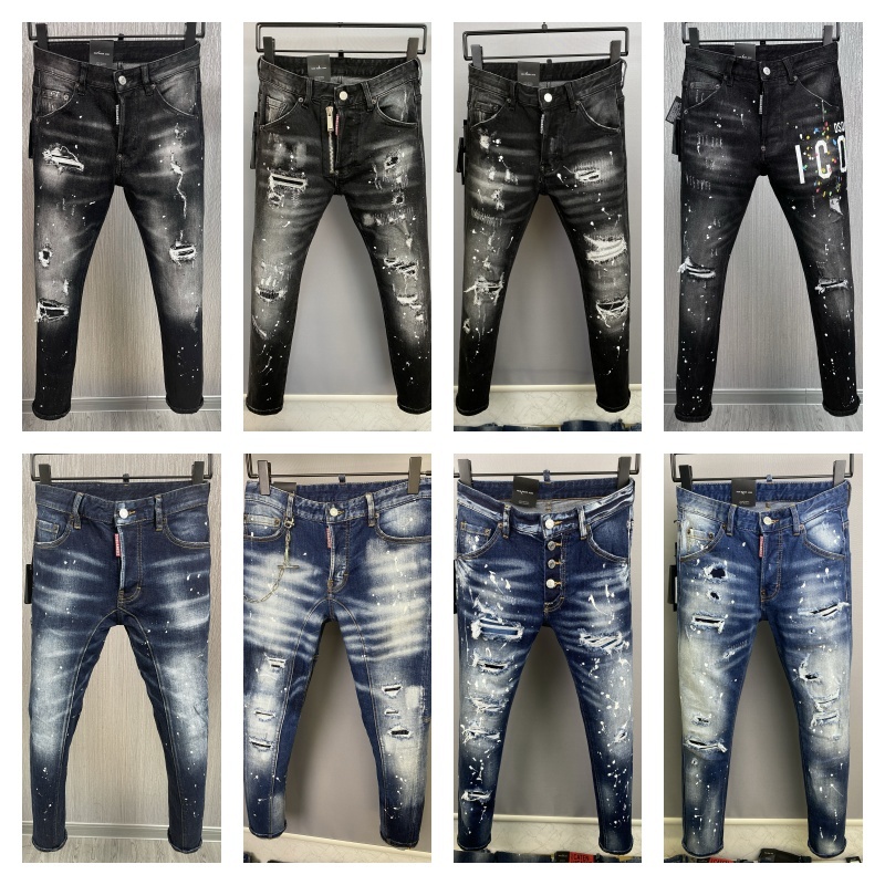 2024 mens jeans dsquares jeans fashion Distressed brand jeans Ripped designer Jeans Slim Fit Motorcycle Denim For Men s Top Quality Fashion Jeans Mans pants
