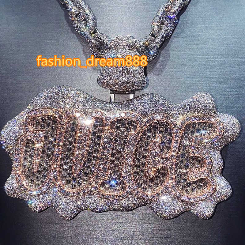 Iced Out Chain Moissanite Pendant Men Jewelry Passes Tester 14k 18k Solid Gold Letter Name Hop Custom Vvs Moissanite Pendant