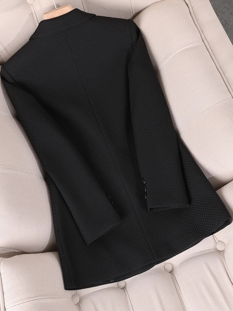 Women Formal Blazer Ladies Female Orange Black Green Plaid Long Sleeve Single Breasted Work Wear Jacket Coat For Autumn Winter 240715