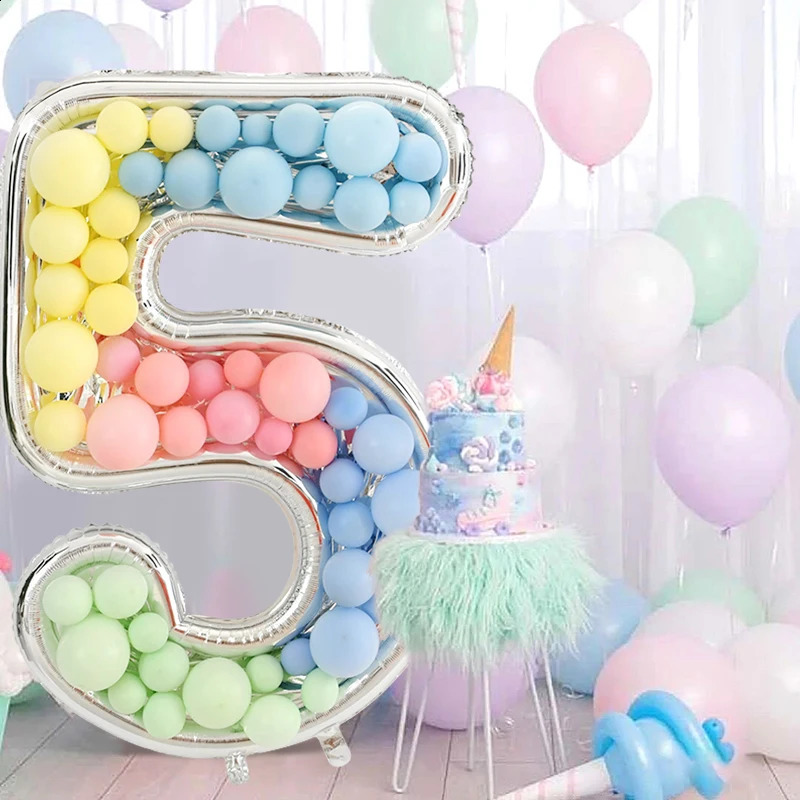65inch Giant Number Balloon Frame Kids Birthday Decoration Figure 0-9 Balloons Filling Box Anniversary Baby Shower Party Decor 240719