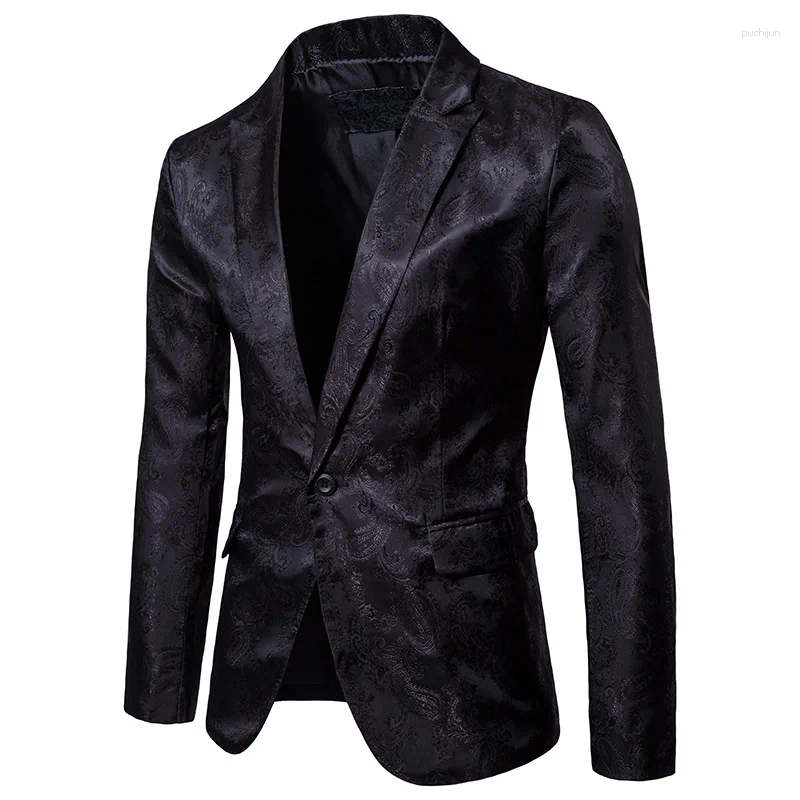 Men's Suits Suit Gentlemen Dark Pattern Designer Fashionable One-button Blazer Jacket Slim-fit Red Shirt Men