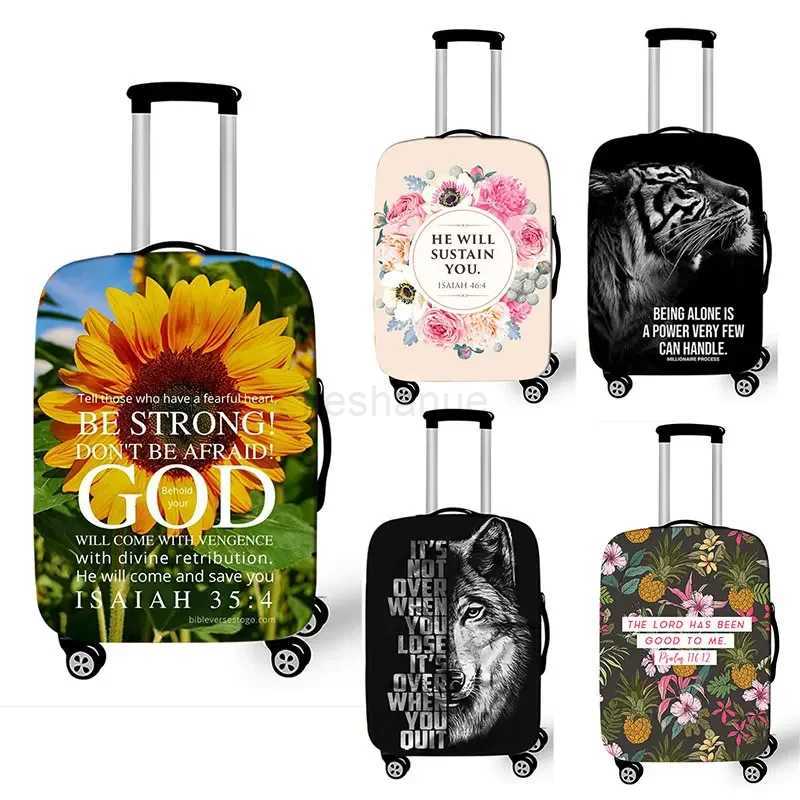 Christian Bible Verse Luggage Cover 18-32 Size Religious Animal Tiger Wolf Protective Covers Elastic Trolley Travel Case CoversXJ240723