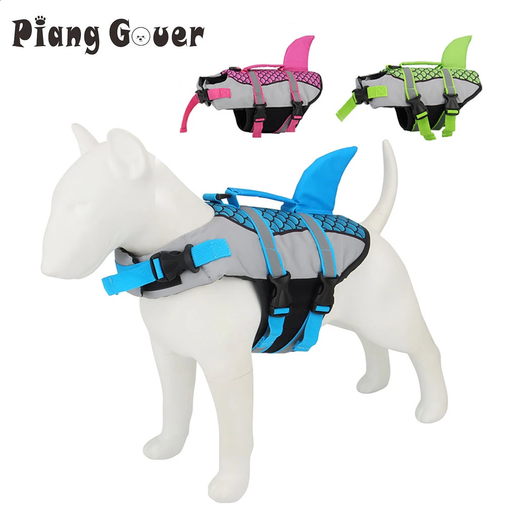 Scales Shark Swim Dog Clothes Life Jacket Vest Harness Pet Swimming Summer Swimwear 240722