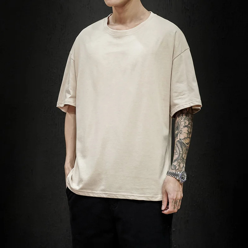 Summer Mens T Shirt Fashion Solid T Shirt Mens Oversized Hip Hop Short Sleeve Casual Cotton Mens Streetwear Top Tees 240723