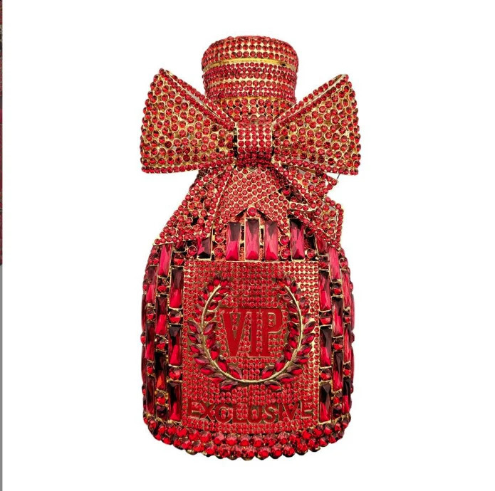 Gold Bow Champagne Bottle Clutch Women Wedding Purses Crystal Clutches Rhie VIP Wheat Ear Pattern Prom Dinner Bag 240822 2371 4