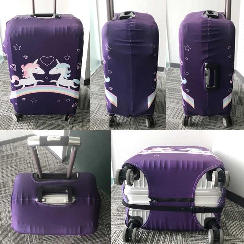 Fantasy Cartoon Unicorn Luggage Covers for Travel Rainbow Unicorn Colorful Trolley Case Protective Cover Elastic Suitcase CoverXJ240723