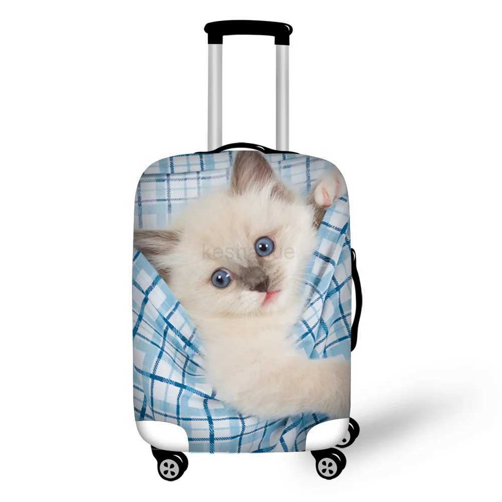 Pet Kitten Cat Pattern Elastic Luggage Protective Cover Zipper Suit For 18-32 inch Trunk Case Travel Suitcase Covers BagsXJ240723