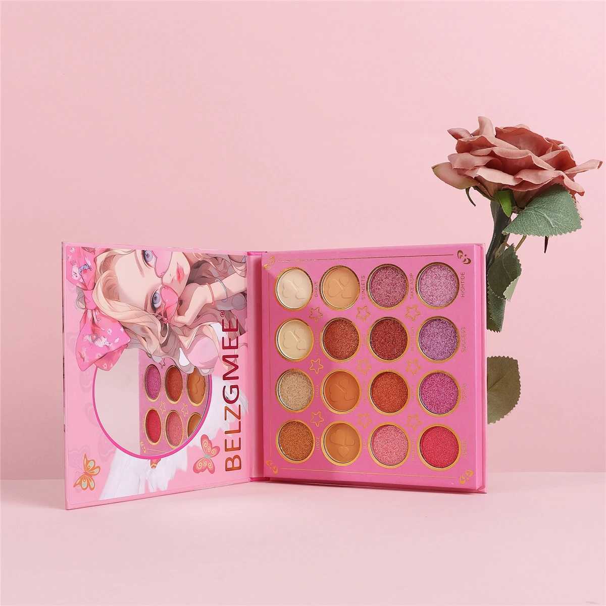BELZGMEE 16 color portable matte eye shadow color palette with mirror flash shimmer powder blusher professional facial makeupW240730