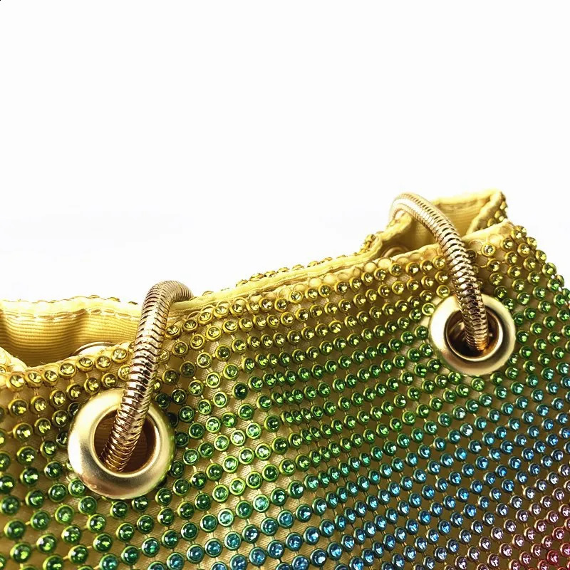 Rainbow Womens Mini Chain Shoulder Wallet and Handbag Crystal Clutch Evening Bag Diamond Party Cross 240723Zl