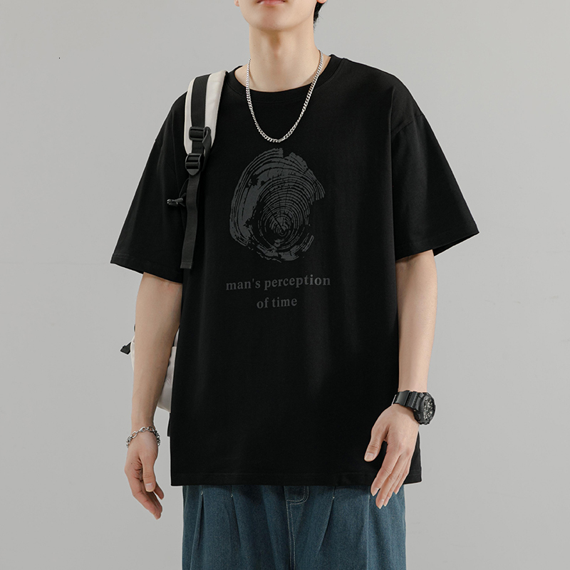 Summer new ice sensation short men, loose and niche design, printed half sleeved T-shirt for men