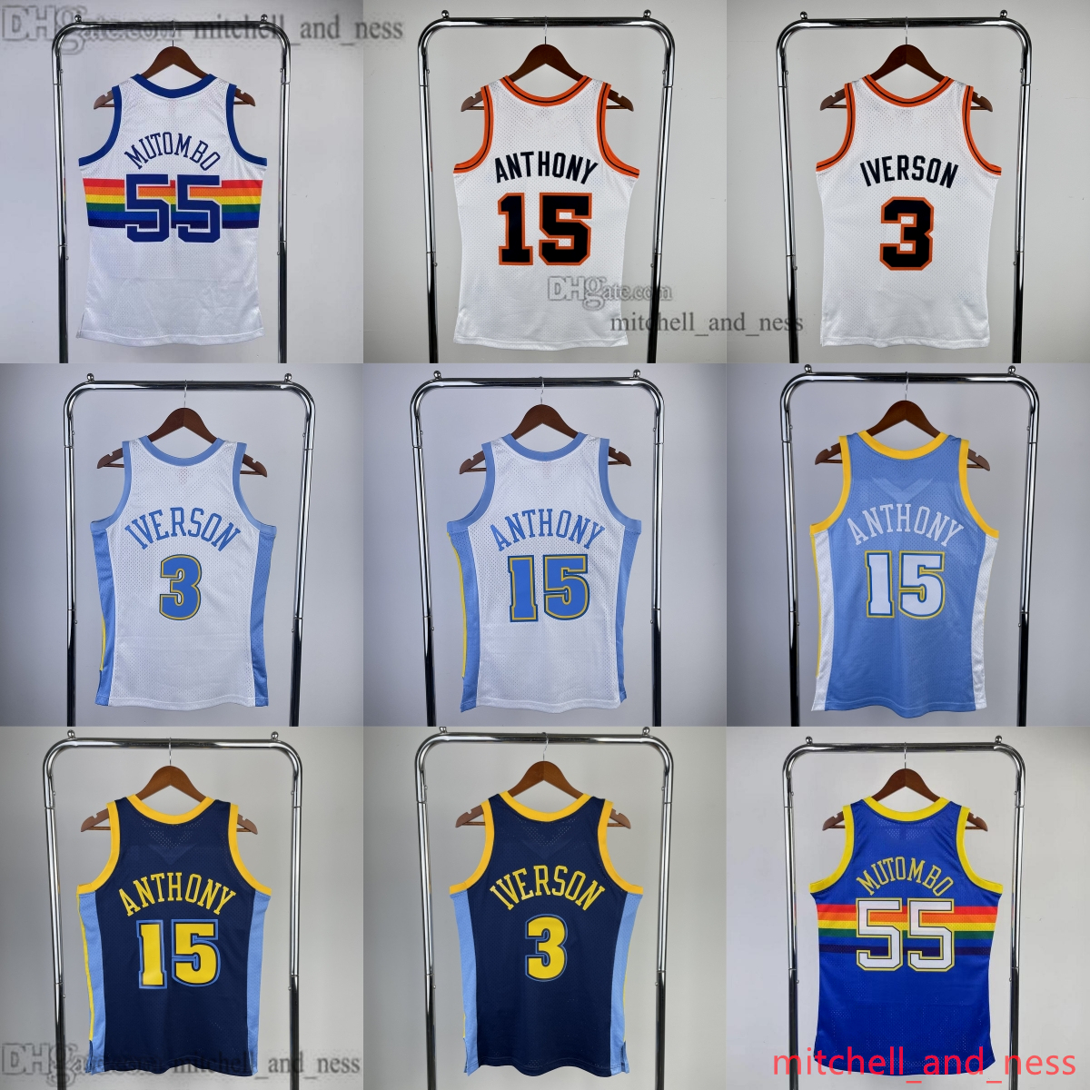 Classic Retro 2006-07 Printed Basketball 15 Carmelo Anthony Jersey Vintage 3 Allen Iverson 55 Dikembe Mutombo Jerseys Shirts