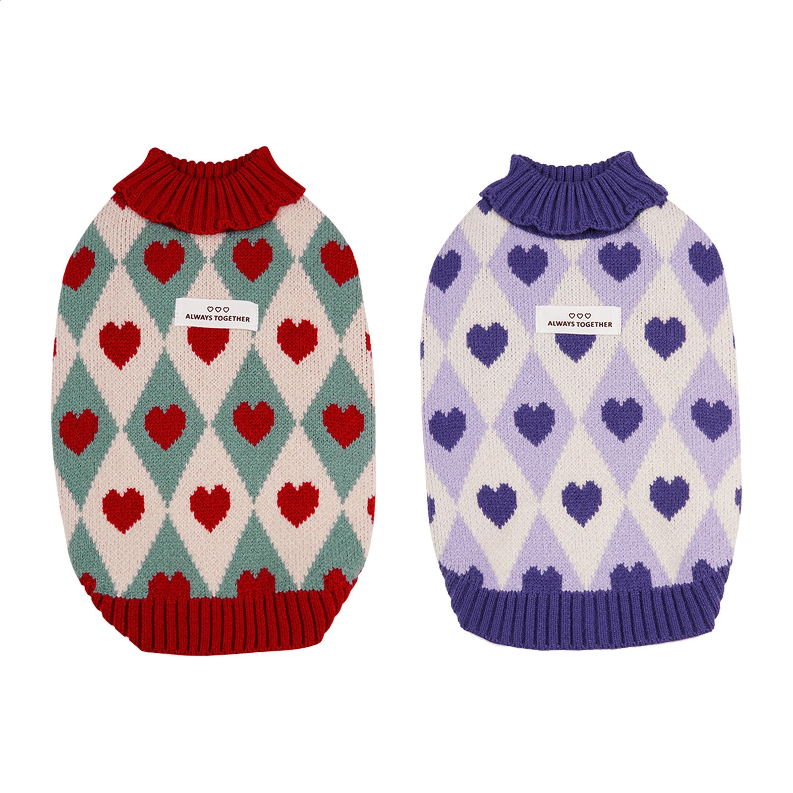 Sweater for Winter Warm Small Dog Clothes Cute Dia Heart Pattern Knitted Puppy Sweaters Turtleneck Chihuahua Yorkie Coat Free shipping