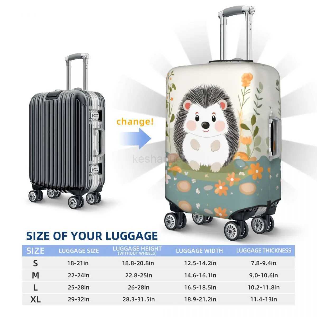 Kawaii Cartoon Pineapple Hedgehog Suitcase Cover Animals Cruise Trip Holiday Fun Luggage Accesories ProtectionXJ240723
