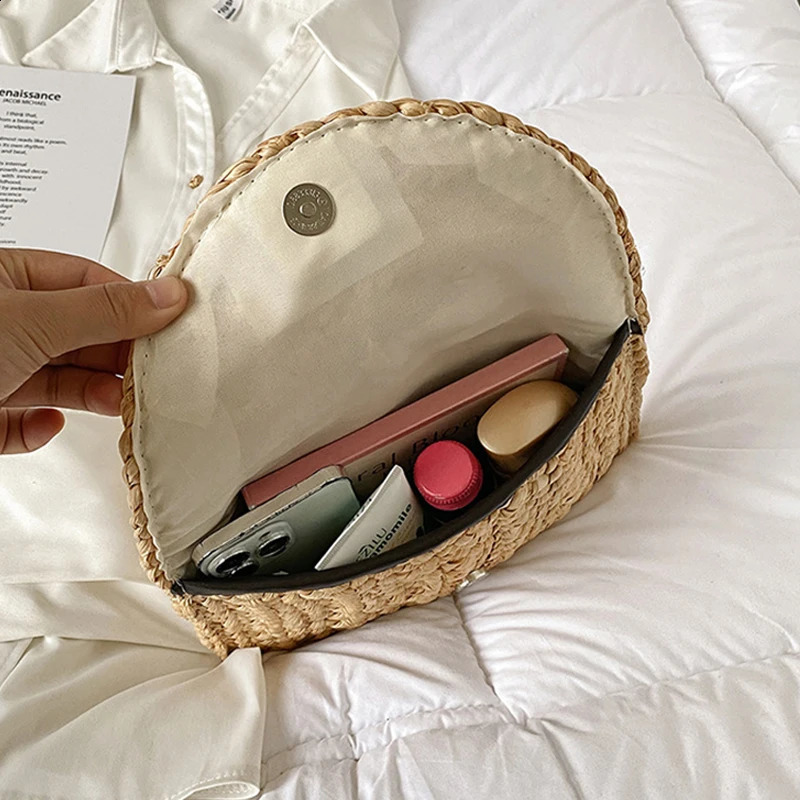 Corn Husk Weave Dinner Clutch Bag Womens Fashion Simple Solid Straw Large Purse Woman Summer Casual Vacation Ladies Wallet 240723