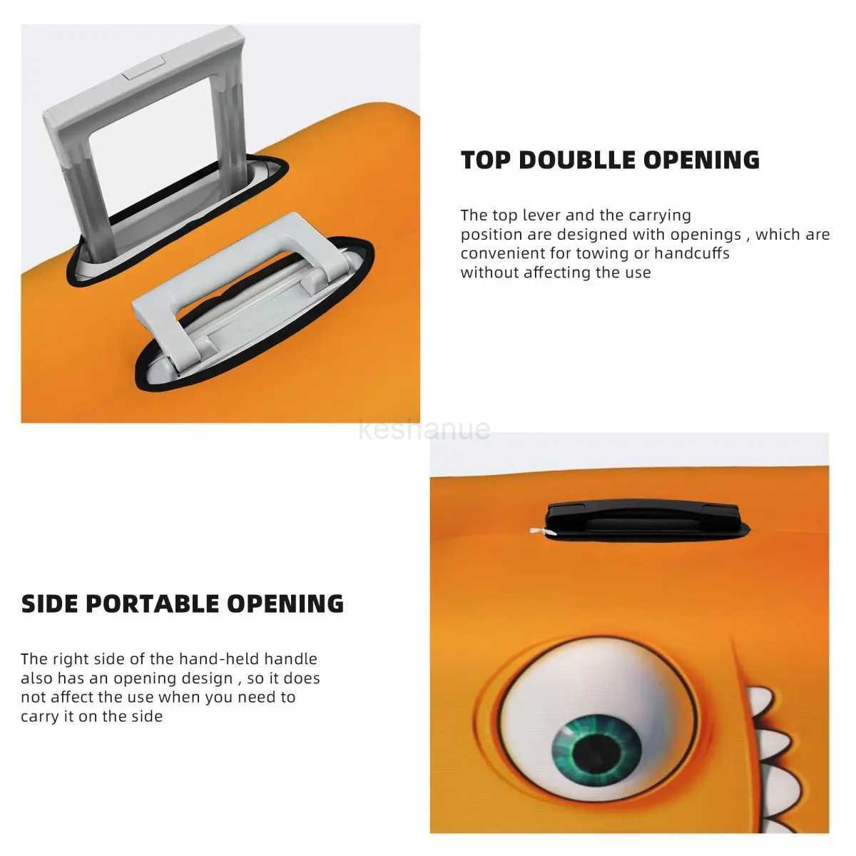 Funny Expression Suitcase Cover Orange Face Cute Cruise Trip Vacation Fun Luggage Supplies ProtectionXJ240723