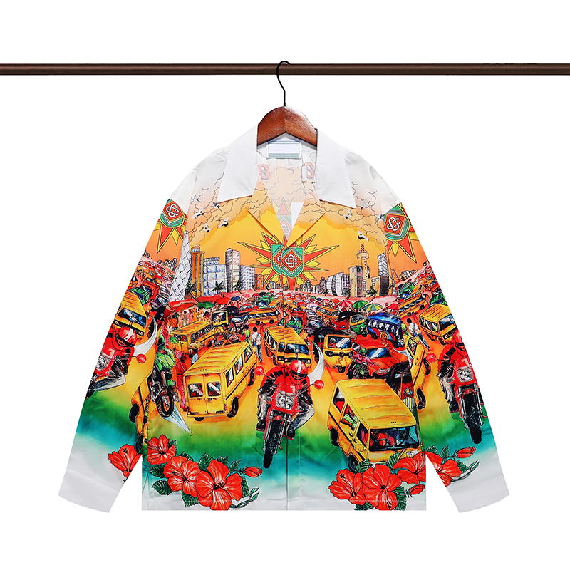 Men Casual Shirts Luxury Floral Print For Mens Autumn Long Sleeve Slim Asual Shirt Business Social Formal Dress Tops Street Shirts