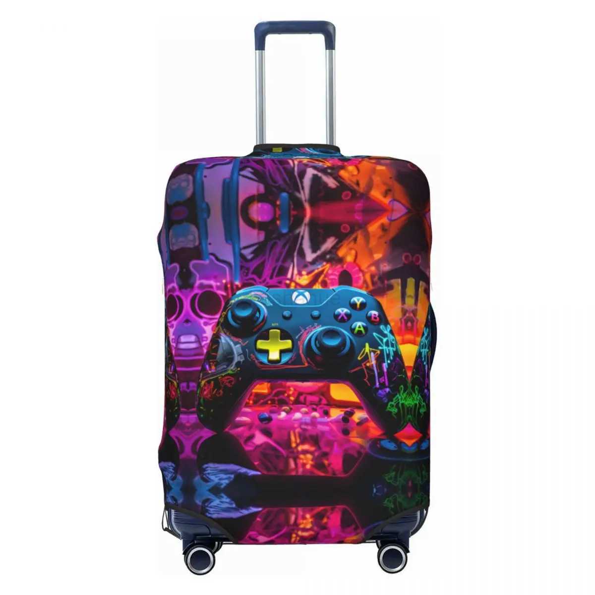 Gamer Controller Pattern Suitcase Cover Abstract Neon Art Business Vacation Elastic Luggage Case ProtectorXJ240723