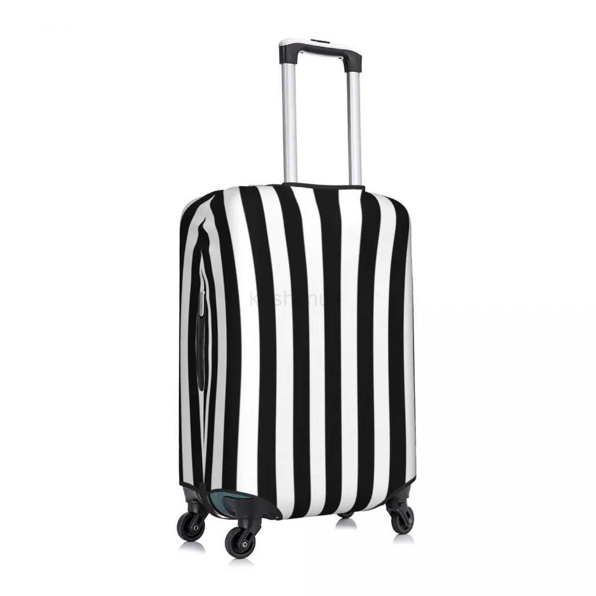 Vintage Striped Print Suitcase Cover Black White Vertical Stripes Vacation Cruise Trip Useful Luggage Supplies ProtectorXJ240723