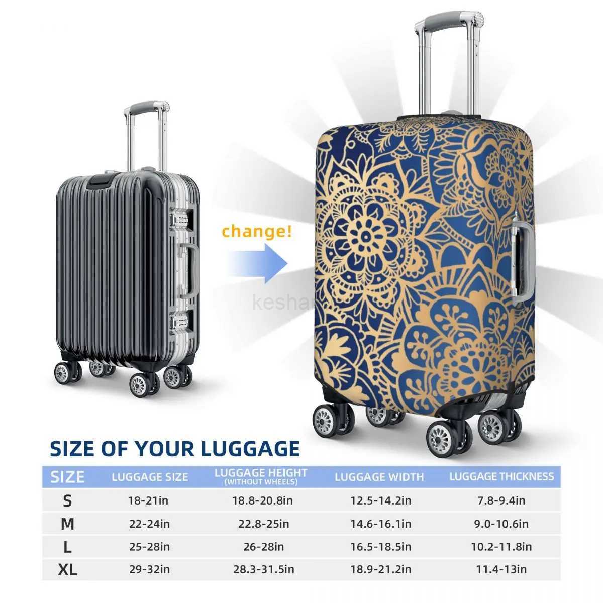 Mandala Suitcase Cover Floral Mystery Cruise Trip Flight Fun Luggage Supplies ProtectionXJ240723