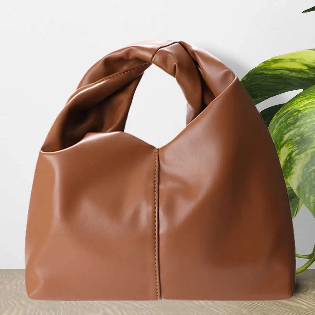 Women PU Twist Top Handle Bag Hasp Closure Mini Purse Solid Color Fashionable Clutch Purse Small Dumpling Bag for Outdoor Travel 240723