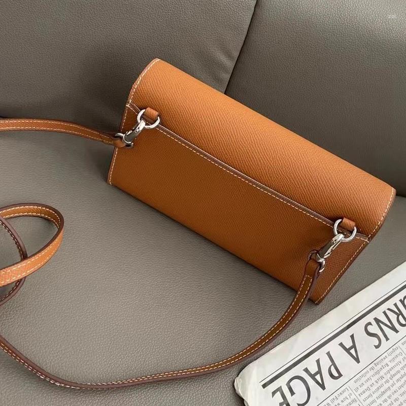 Shoulder Bags Genuine Leather Box For Women Handbags Purses 2024 In First Layer Cowhide Button Mobile Phone