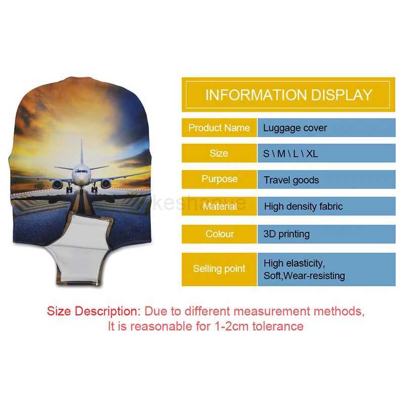 Aircraft pattern Elastic Luggage Protective Cover Zipper Suit For 18-30 inch Trunk Case Travel Suitcase Covers BagsXJ240723