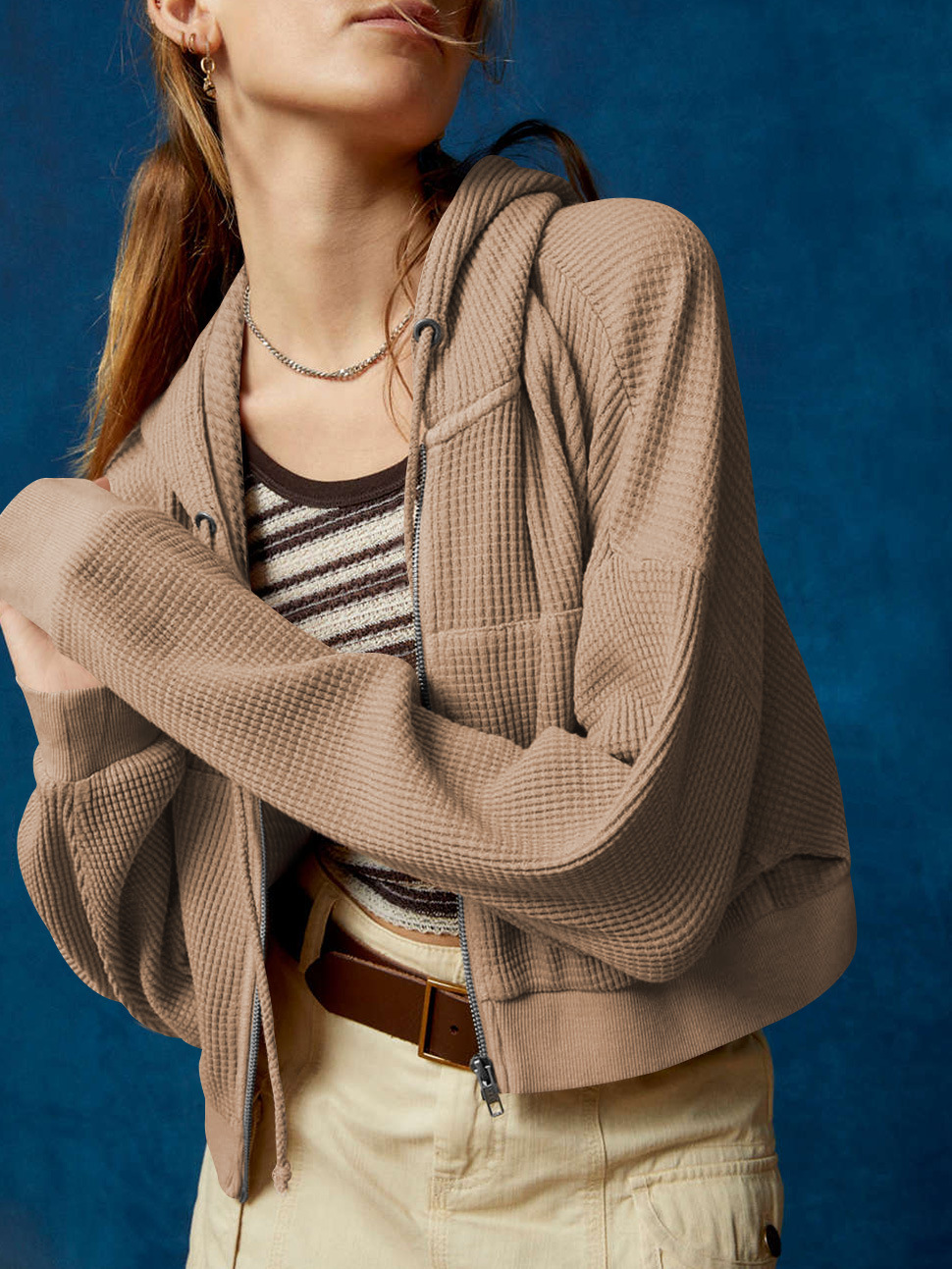 A732 Womens Cardigan Knit Sweater Sports Coat Womens Short Clothes Quick-drying Long-sleeved Top Zipper Fitness Sweaters