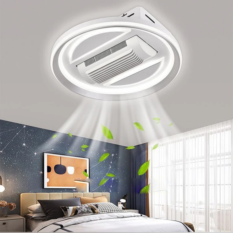 LED Invisible Bladeless Ceiling Fan Chandelier Smart Home Decoration for Living Room Bedroom Children's Room Indoor Lamps