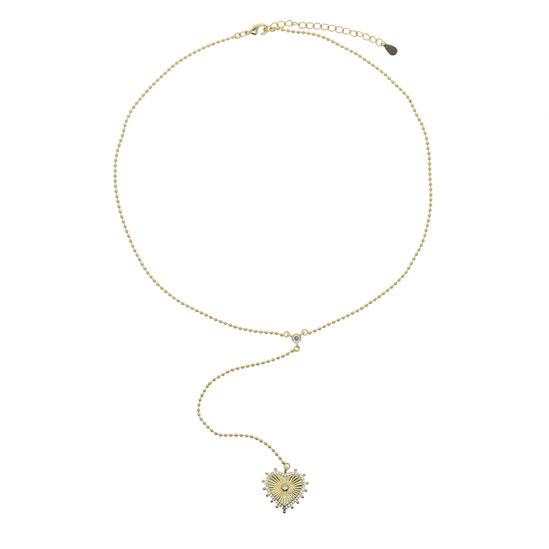 2025 Heart Pendant Fashion Necklace Wholesale High Quality Beaded Chain Sparking CZ Long Sexy Y Larait Women Jewelry