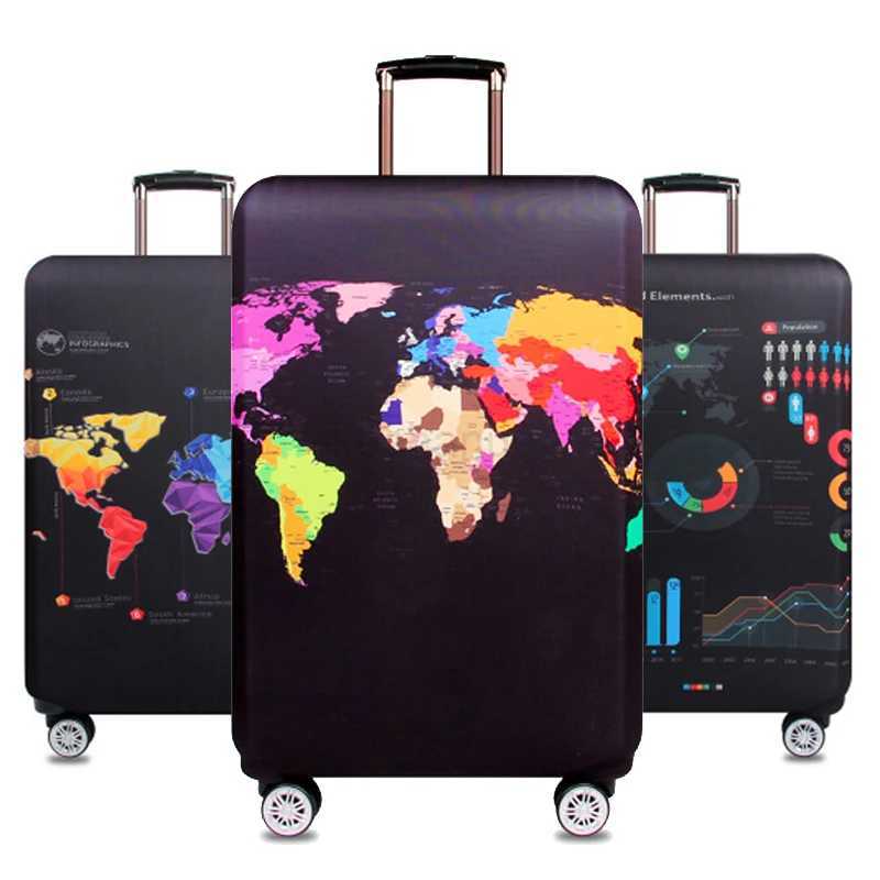 World Map Travel Luggage Suitcase Protective Cover Trolley Baggage Bag Cover Mens Womens Thick Elastic Case For Suitcase 272XJ240723